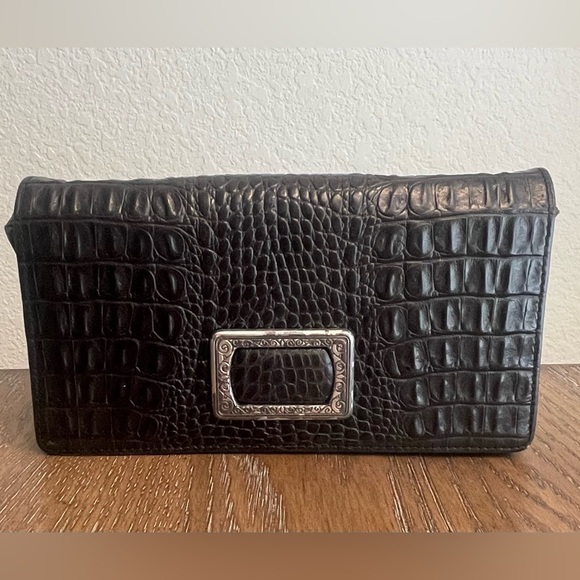 Brighton Handbags - Brighton Black Croc-Embossed Shoulder Bag
